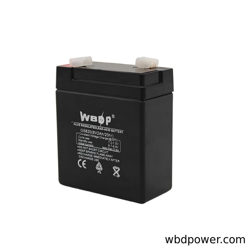 Maintenance Free 6V 2Ah Lead Acid Battery Compact Sealed VRLA Battery Lightweight For UPS / Solar Power