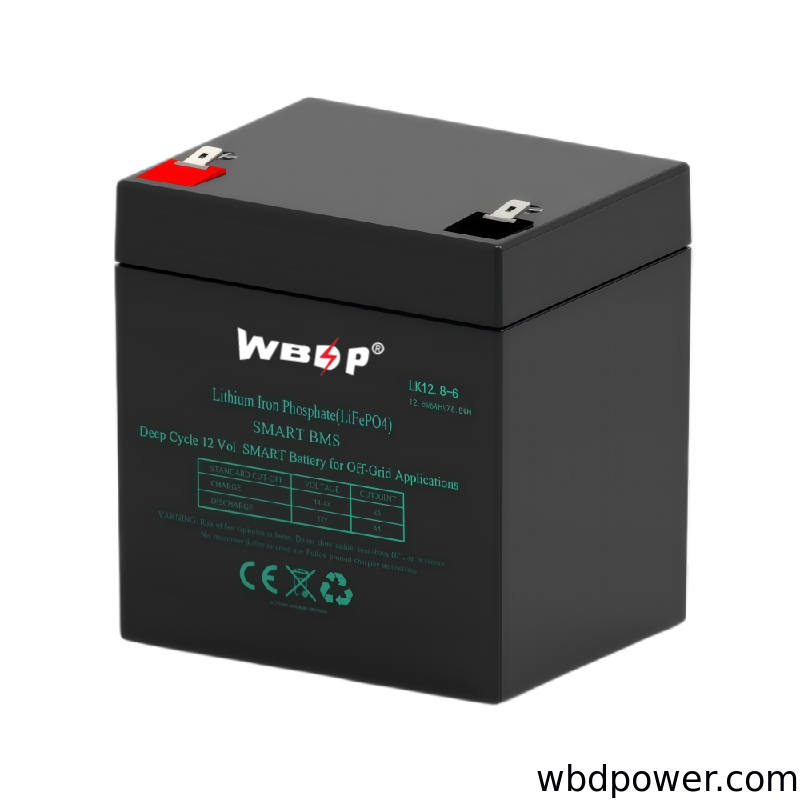 High Temperature Resistance Lithium LiFePo4 Battery Deep Cycle 12V 6Ah Battery For Solar Street Light