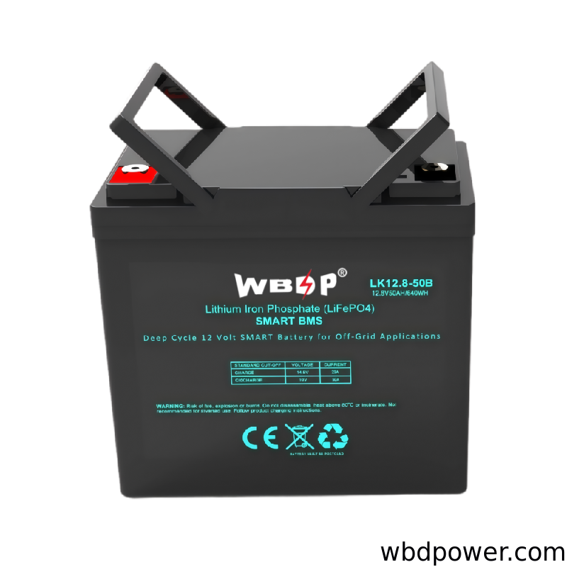 12.8V 50Ah Lithium LiFePo4 Battery Customizable Maintenance Free Solar Batteries For Solar Energy Storage