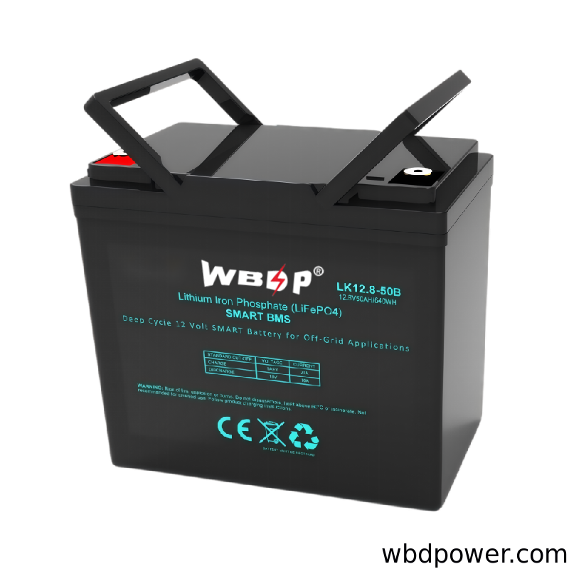 12.8V 50Ah Lithium LiFePo4 Battery Customizable Maintenance Free Solar Batteries For Solar Energy Storage