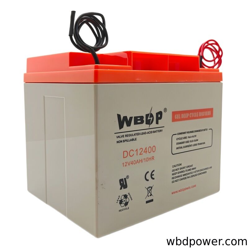 Non Spillable Lead Acid Maintenance Free Battery 12V 40AH Valve Regulated Gel Battery Wire Lead Terminal
