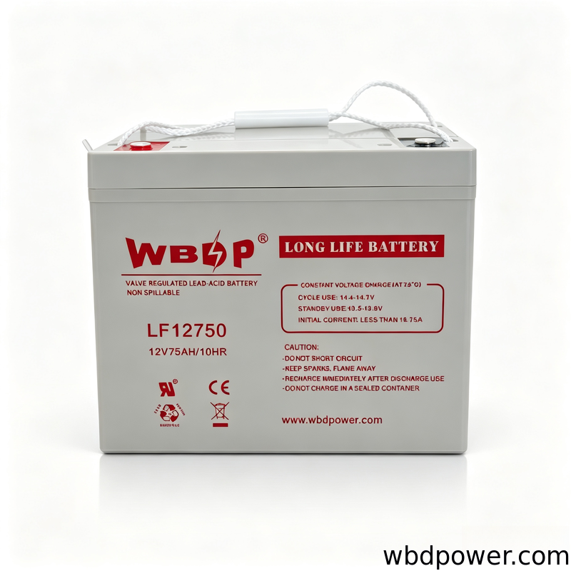 Maintenance Free Long Life UPS Battery 12V 75Ah Rechargeable Lead Acid Batteries For Wind Energy Storage