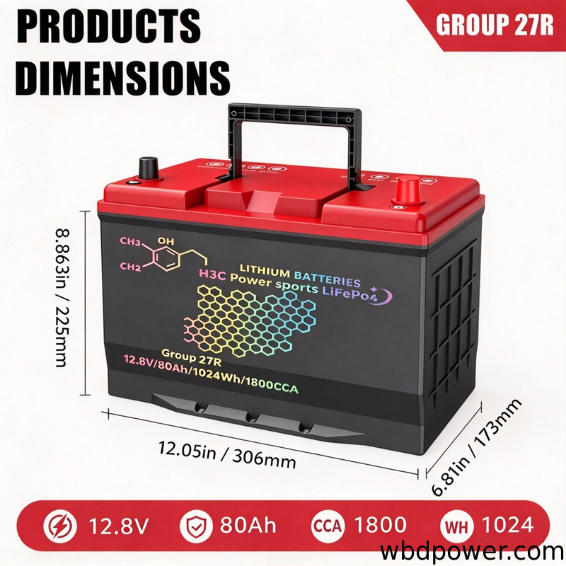 12.8V80Ah / 27R LIFEPO4 CAR BATTERY with Ultra-high Safety and Long Service Life Lithium LiFePo4 Battery