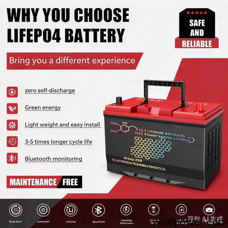 12.8V80Ah / 27R LIFEPO4 CAR BATTERY with Ultra-high Safety and Long Service Life Lithium LiFePo4 Battery